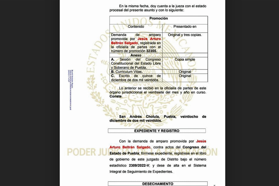 Juez desecha amparo contra designación de Céspedes como gobernador sustituto de Puebla