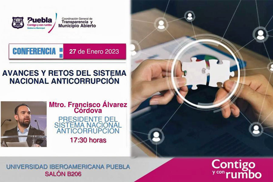 Ibero Puebla y Ayuntamiento capitalino organizan conferencia “avances y retos del sistema nacional anticorrupción"