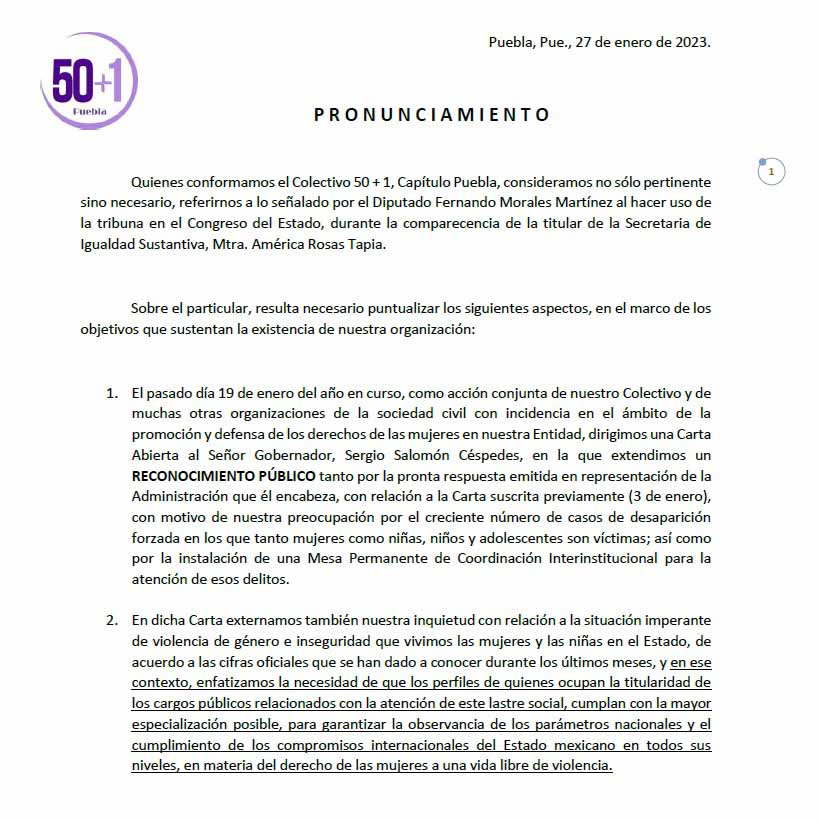 Colectivo 50+1 se pronunció en contra de descalificaciones como la emitida por el diputado Fernando Morales