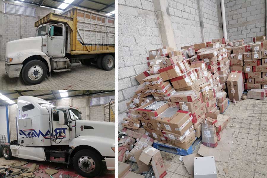 En cateo la FGE recuperó 2 vehículos y 480 cajas de mercancía robada