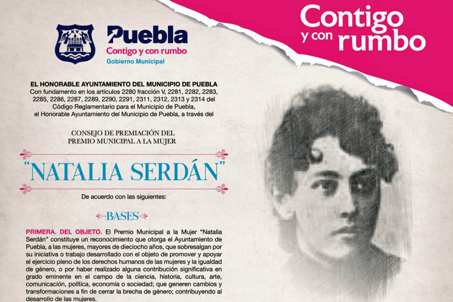 Ayuntamiento de Puebla convoca al premio “Natalia Serdán”