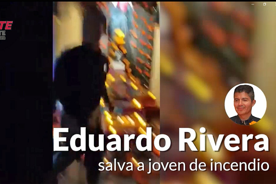 Eduardo Rivera salva a joven de incendio en el Corredor Metropolitano de Ofrendas